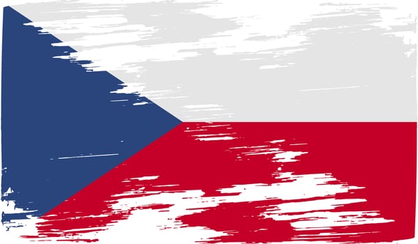 Flag of Czech Republic with old texture.  illustration