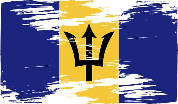 Flag of Barbados with old texture.  illustration