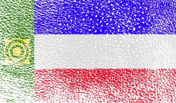 Flag of Khakassia with old texture.  illustration