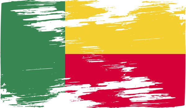 Flag of Benin with old texture.  illustration