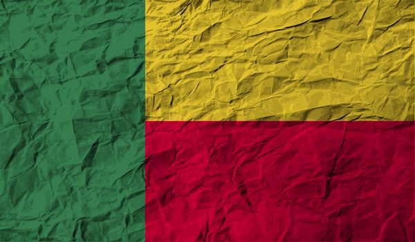 Flag of Benin with old texture.  illustration