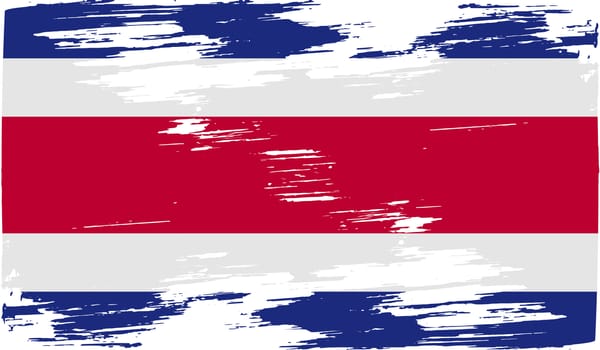 Flag of Costa Rica with old texture.  illustration