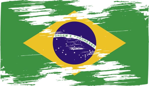 Flag of Brazil with old texture.  illustration