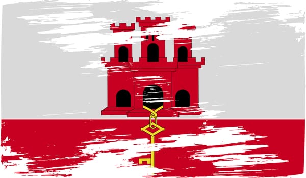 Flag of Gibraltar with old texture.  illustration