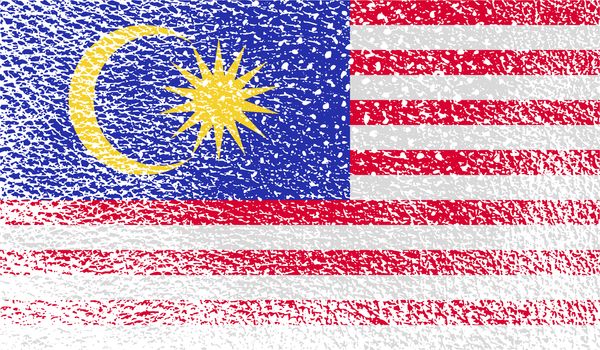 Flag of Malaysia with old texture.  illustration