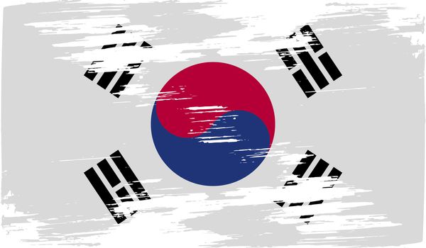 Flag of South Korea with old texture.  illustration