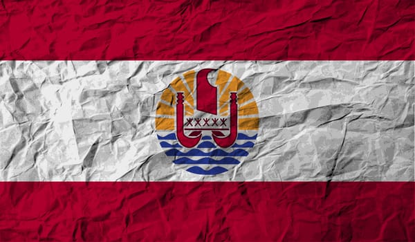 Flag of french polynesia with old texture.  illustration