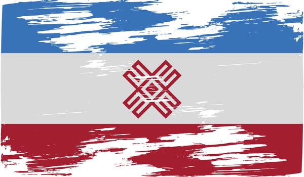 Flag of Mari El with old texture.  illustration