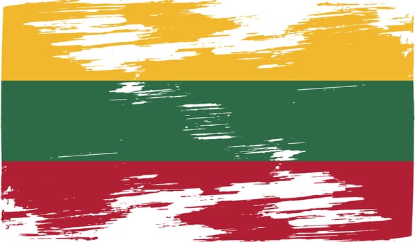 Flag of Lithuania with old texture.  illustration