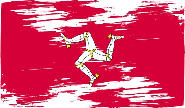 Flag of Isle of man with old texture.  illustration