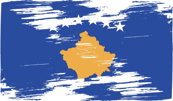 Flag of Kosovo with old texture.  illustration