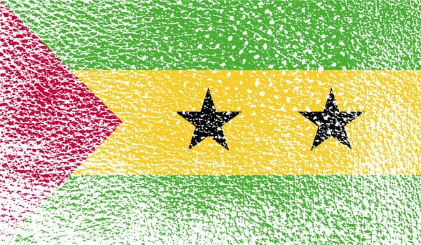 Flag of Sao Tome and Principe with old texture.  illustration