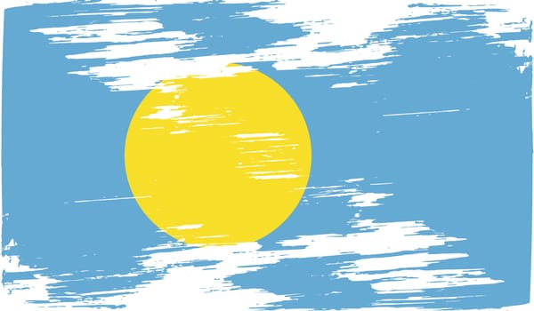 Flag of Palau with old texture.  illustration