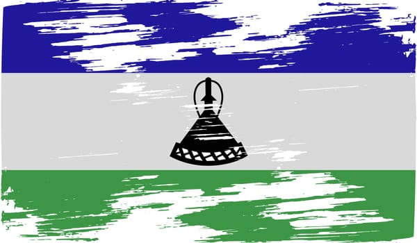 Flag of Lesotho with old texture.  illustration