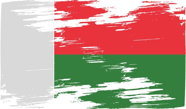 Flag of Madagascar with old texture.  illustration