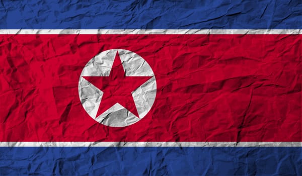 Flag of North Korea with old texture.  illustration