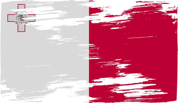 Flag of Malta with old texture.  illustration