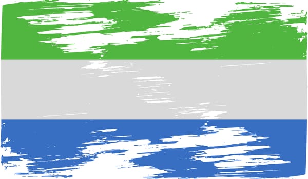 Flag of Sierra Leone with old texture.  illustration