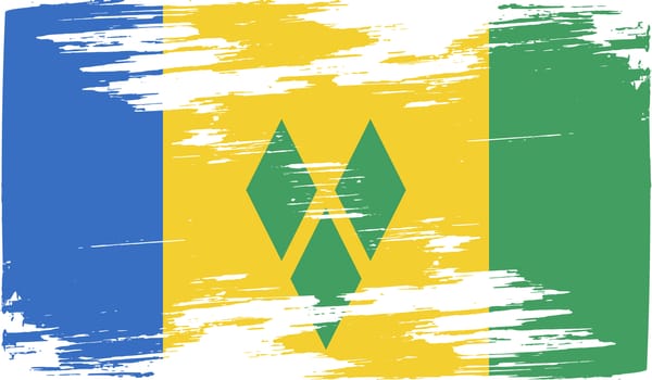 Flag of Saint Vincent and The Grenadines with old texture.  illustration