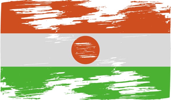 Flag of Niger with old texture.  illustration