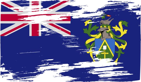 Flag of Pitcairn Islands with old texture.  illustration