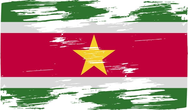 Flag of Suriname with old texture.  illustration