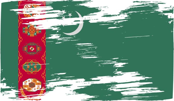 Flag of Turkmenistan with old texture.  illustration