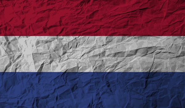 Flag of Netherlands with old texture.  illustration