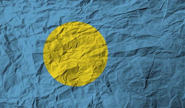 Flag of Palau with old texture.  illustration