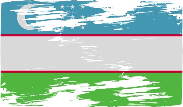 Flag of Uzbekistan with old texture.  illustration