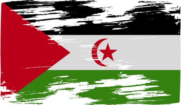 Flag of Western Sahara with old texture.  illustration