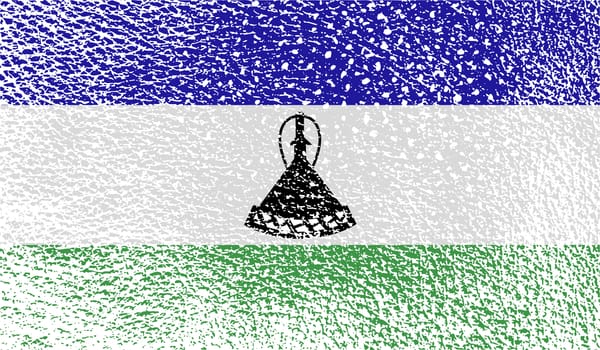 Flag of Lesotho with old texture.  illustration