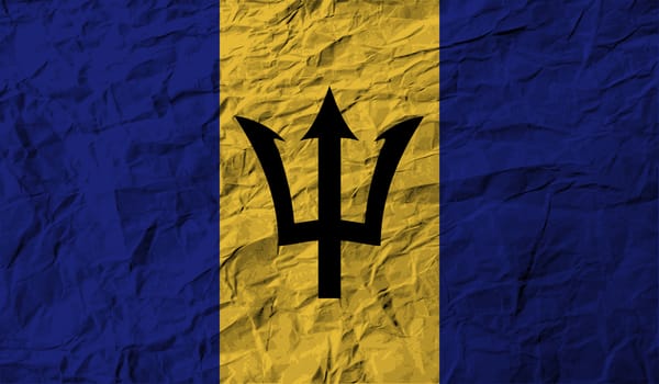 Flag of Barbados with old texture.  illustration