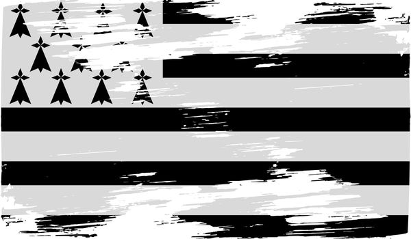 Flag of Brittany with old texture.  illustration