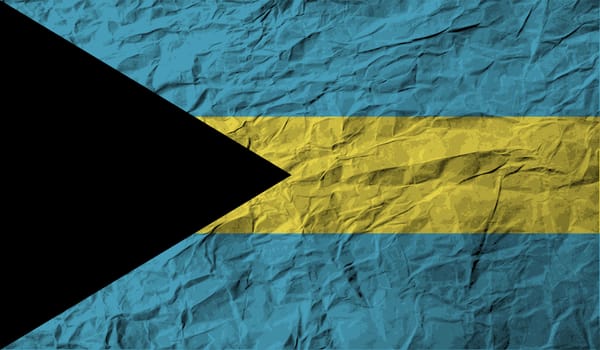 Flag of Bahamas with old texture.  illustration