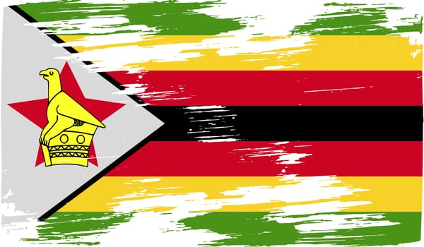 Flag of Zimbabwe with old texture.  illustration