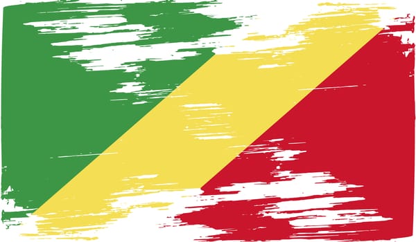 Flag of Congo Republic with old texture.  illustration