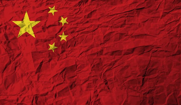 Flag of China with old texture.  illustration