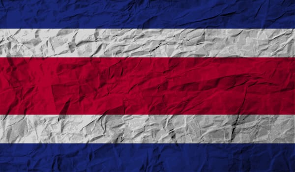 Flag of Costa Rica with old texture.  illustration