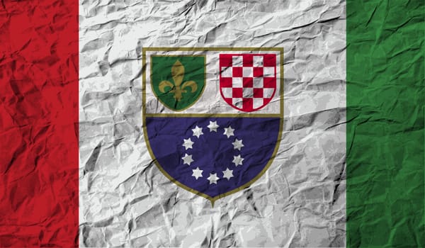 Flag of Bosnia and Herzegovina Federation with old texture.  illustration