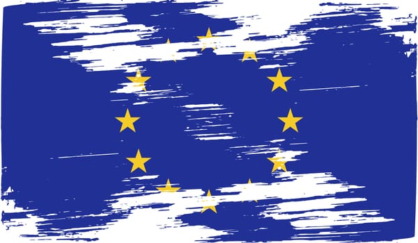 Flag of European Union with old texture.  illustration