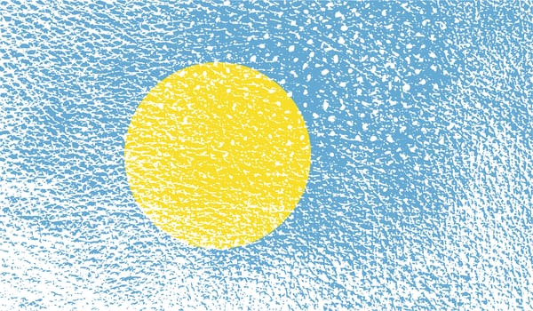 Flag of Palau with old texture.  illustration