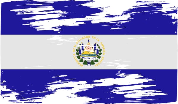 Flag of El Salvador with old texture.  illustration