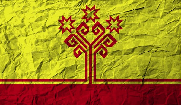 Flag of Chuvashia with old texture.  illustration