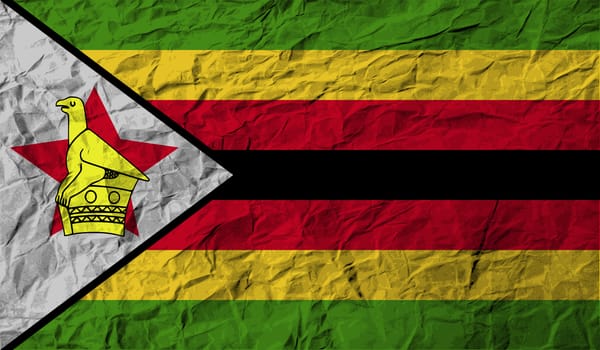 Flag of Zimbabwe with old texture.  illustration