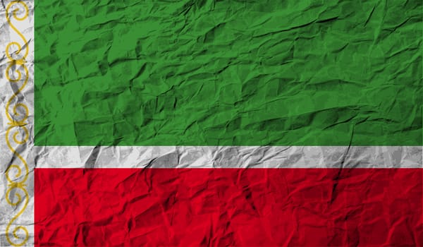 Flag of Chechen Republic with old texture.  illustration