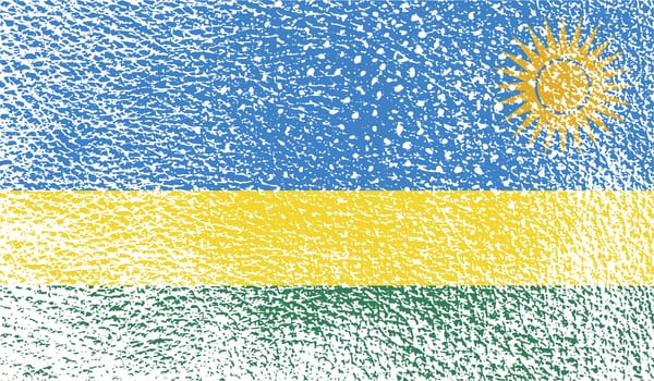 Flag of Rwanda with old texture.  illustration