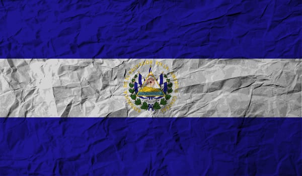 Flag of El Salvador with old texture.  illustration