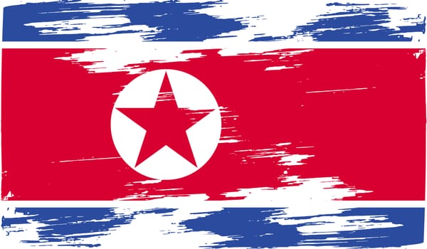 Flag of North Korea with old texture.  illustration