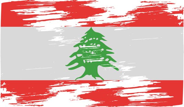 Flag of Lebanon with old texture.  illustration